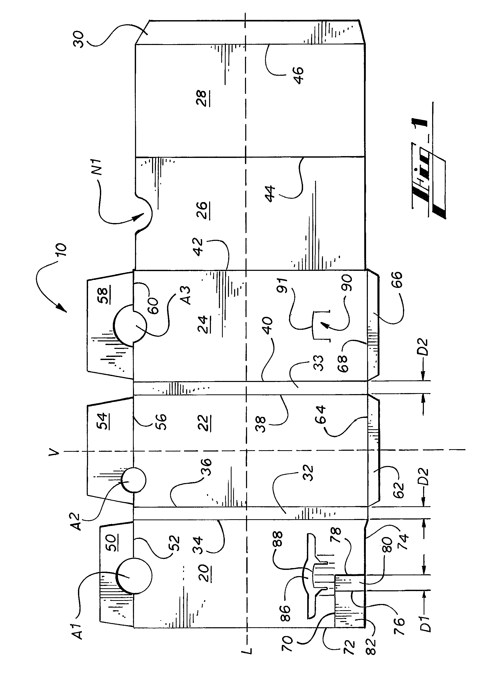 Packaging system with an improved inner structure