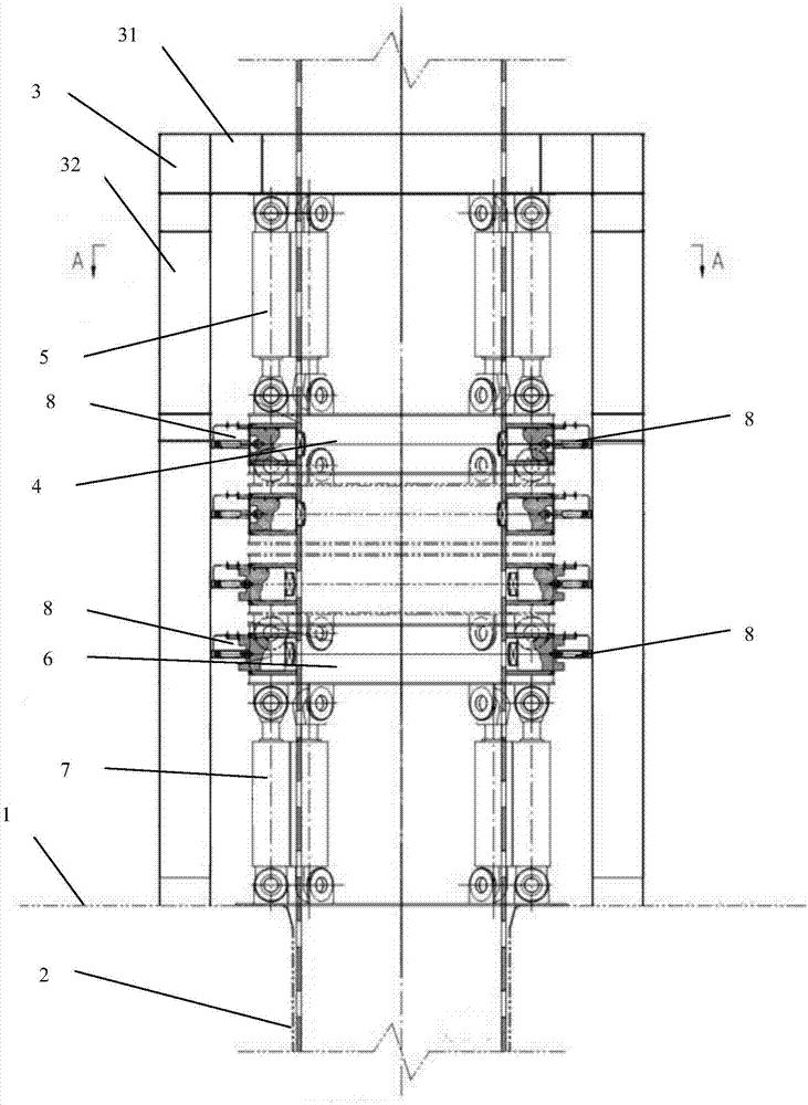 Double-movable-ring-beam continuous lifting mechanism and ascending and descending working method thereof