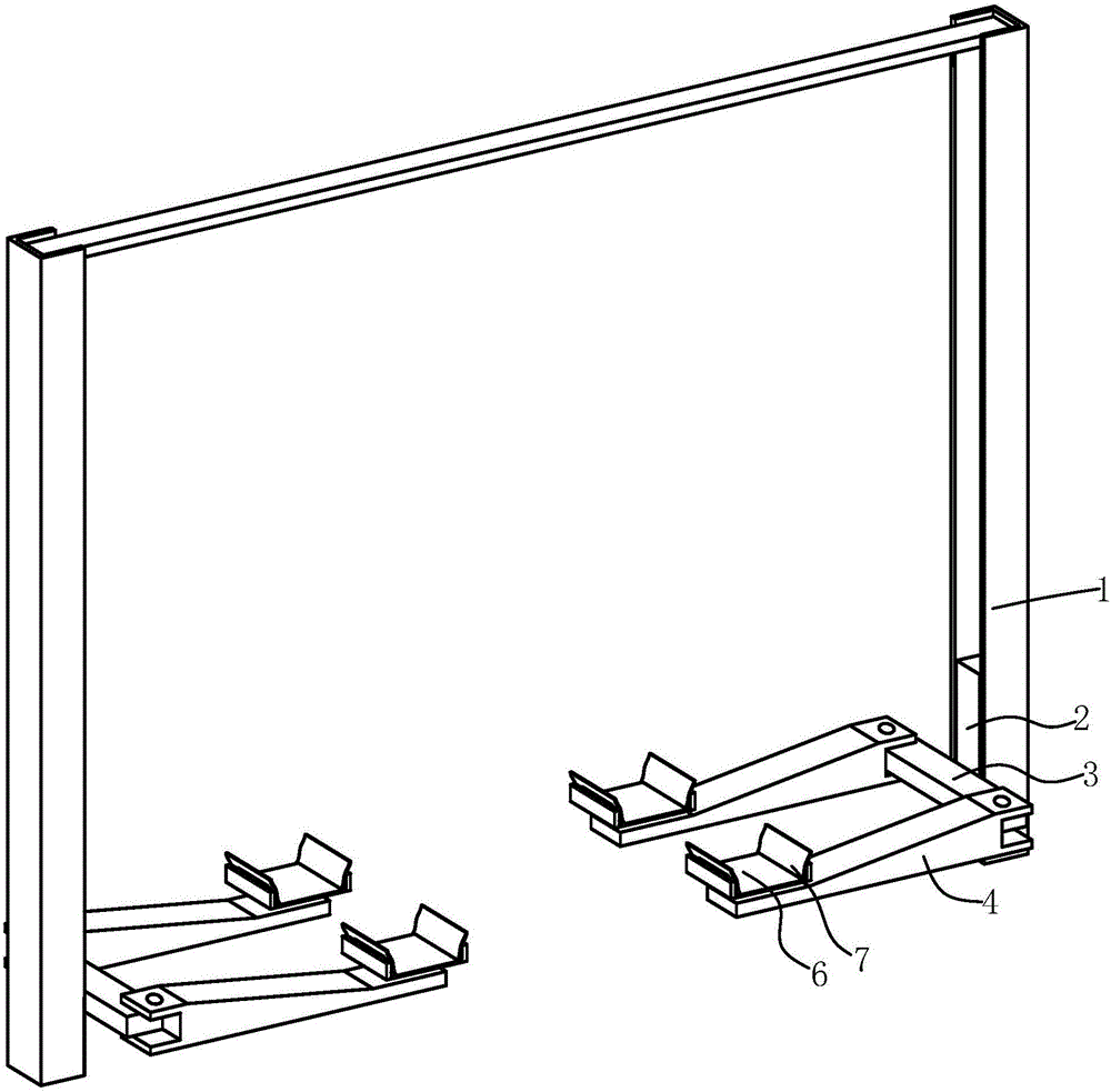 Double-column lift with holding and locking type tray