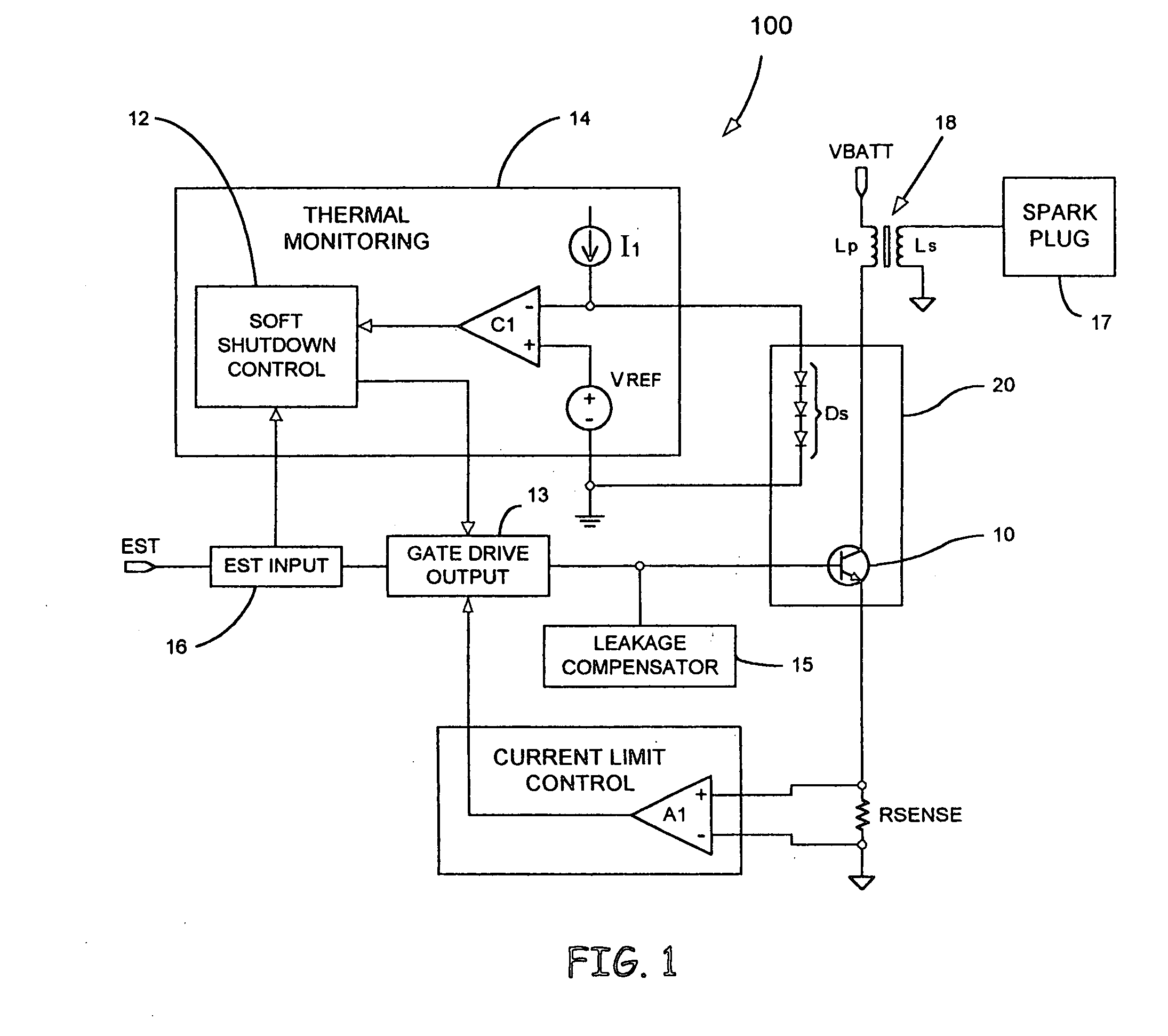 Automotive ignition system with sparkless thermal overload protection