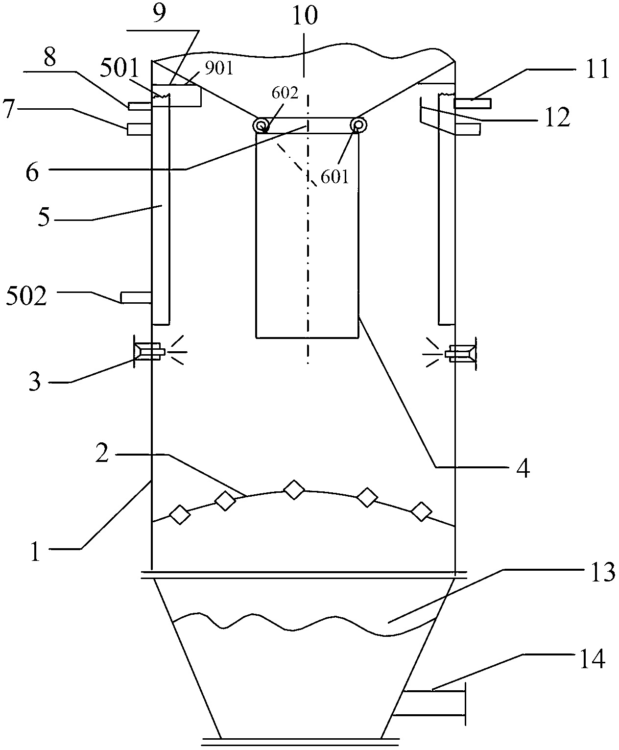 High-temperature gas washing and cooling device