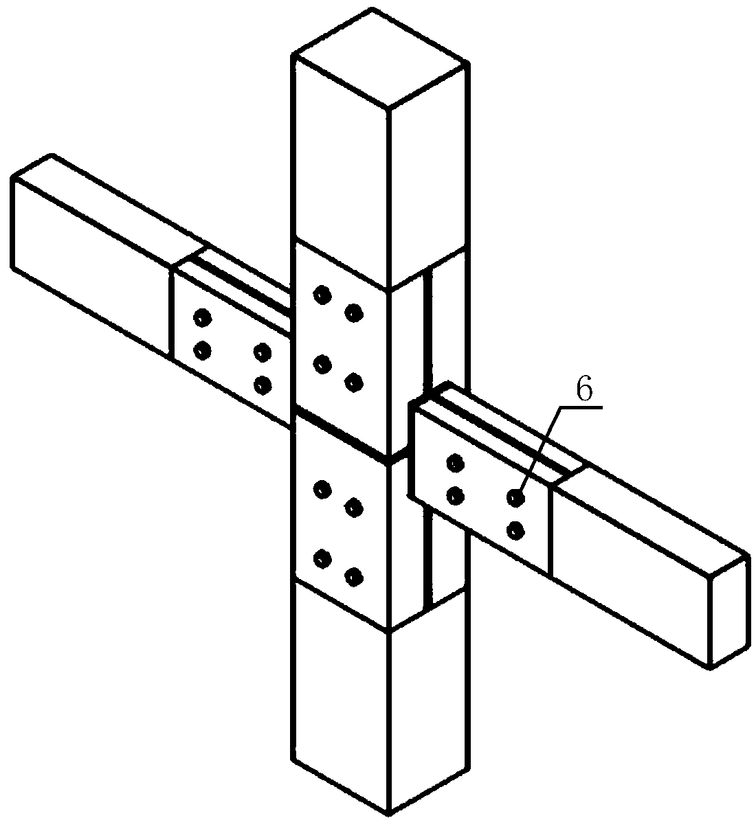 Node connecting structure for assembled bamboo wood beam column