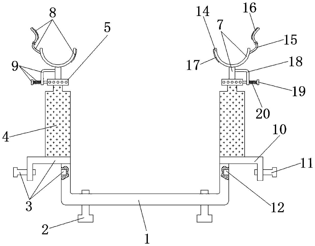Leg and foot support device for gynecologic examination