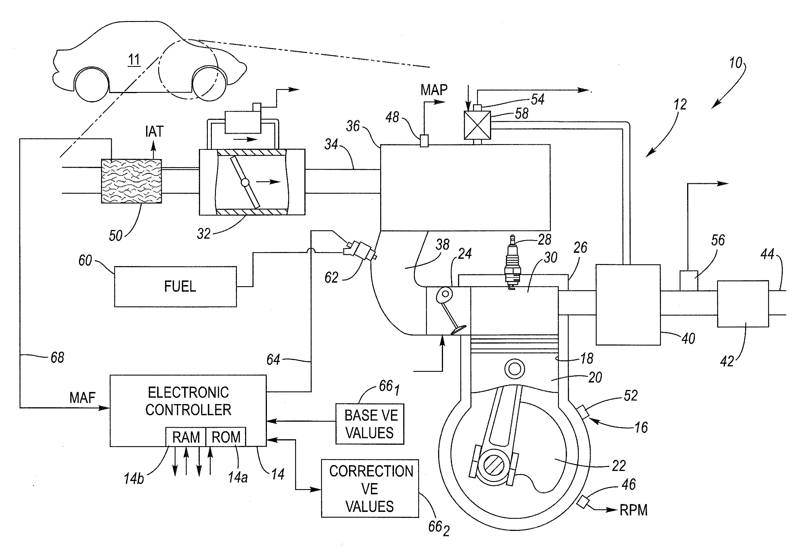 Method for on-line adaptation of engine volumetric efficiency using a mass air flow sensor