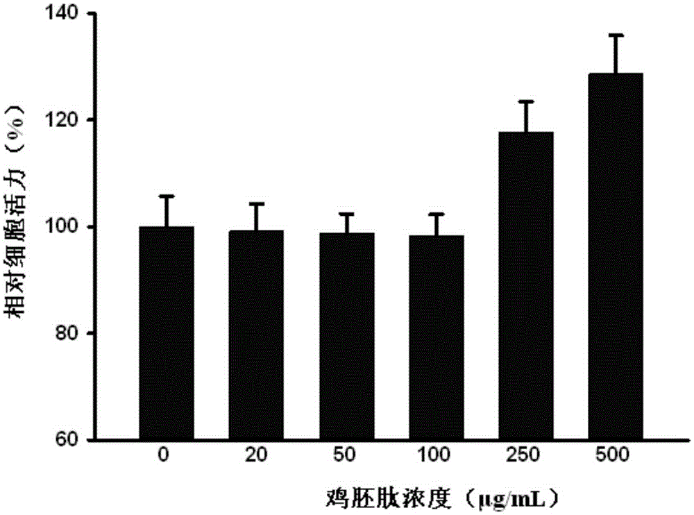 Application of chick embryo bioactive peptide in preparing product for protecting cell activity