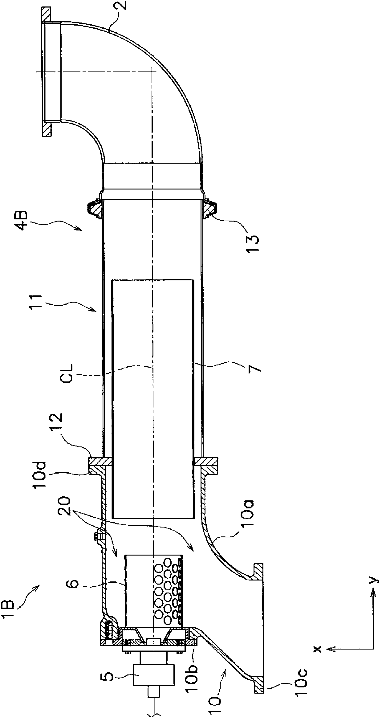 Reducing agent aqueous solution mixing device and exhaust gas after-reatment device