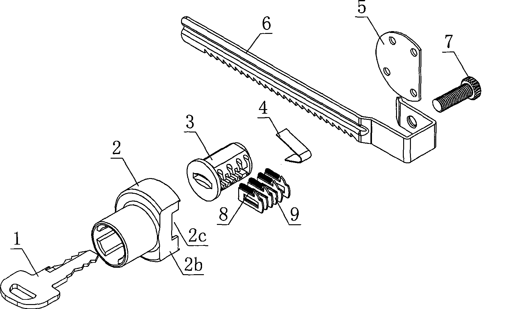 Self-buckling type slide anti-theft lock with anti-push pressure and pick-proof functions