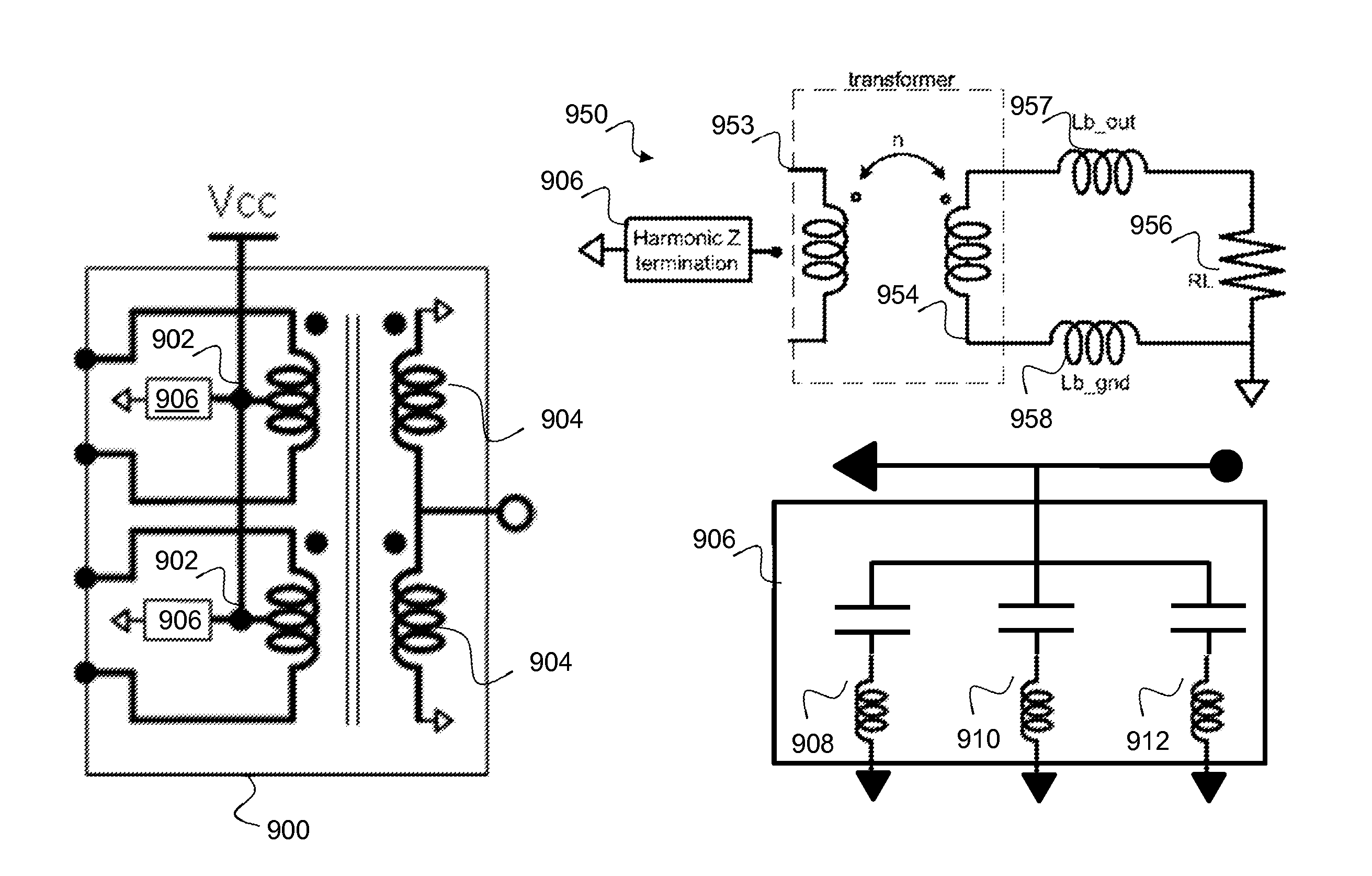 Radio frequency transmitter, power combiners and terminations therefor