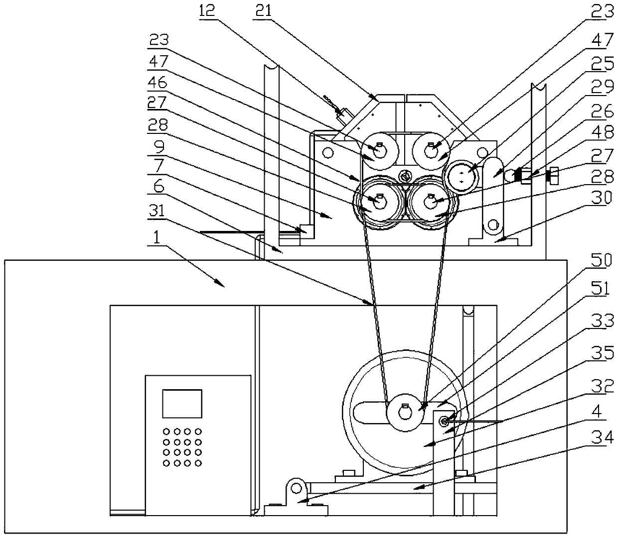 Biaxial loading four-line contact pure rolling cylindrical roller fatigue life testing machine