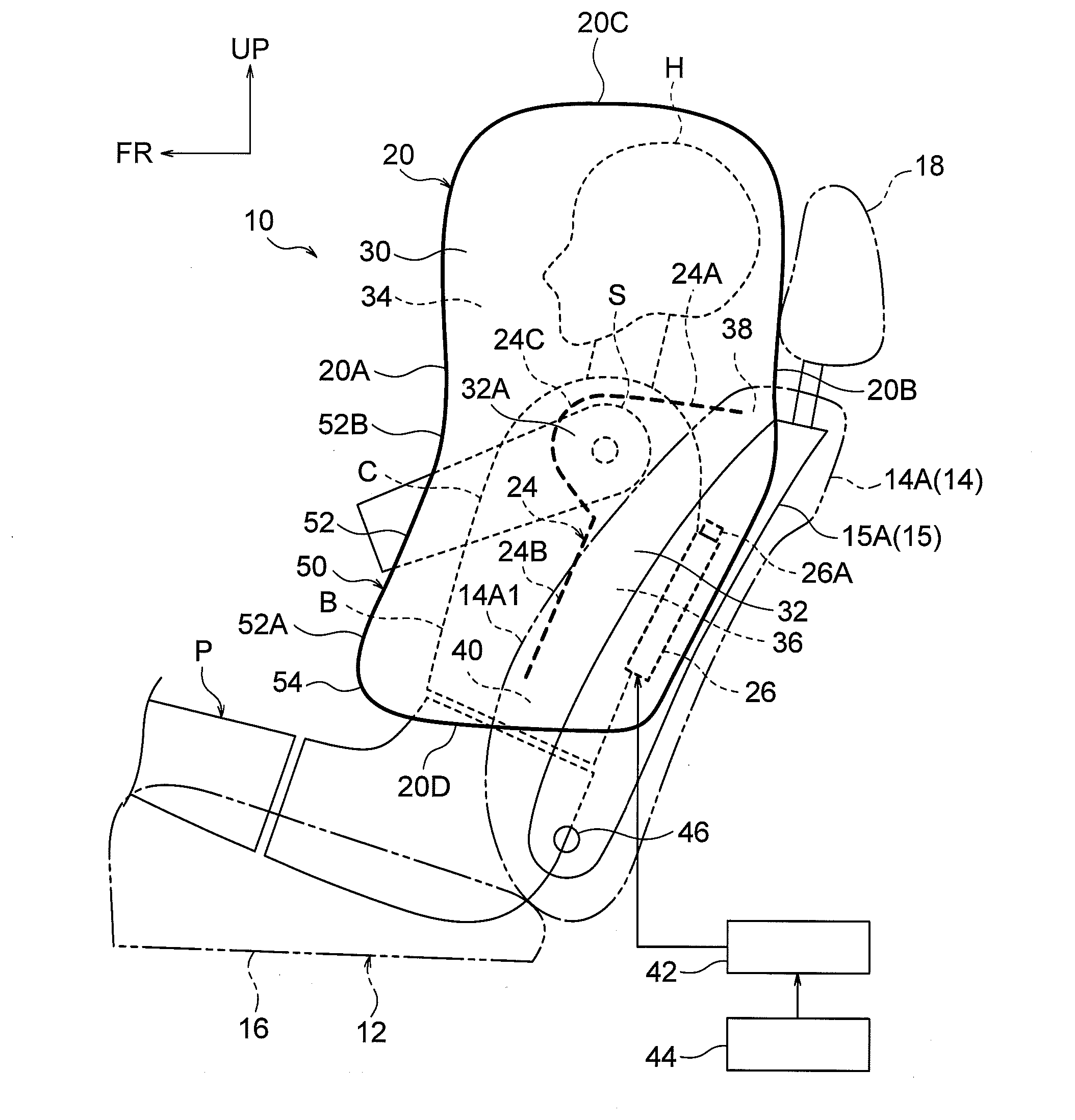 Vehicle side airbag device