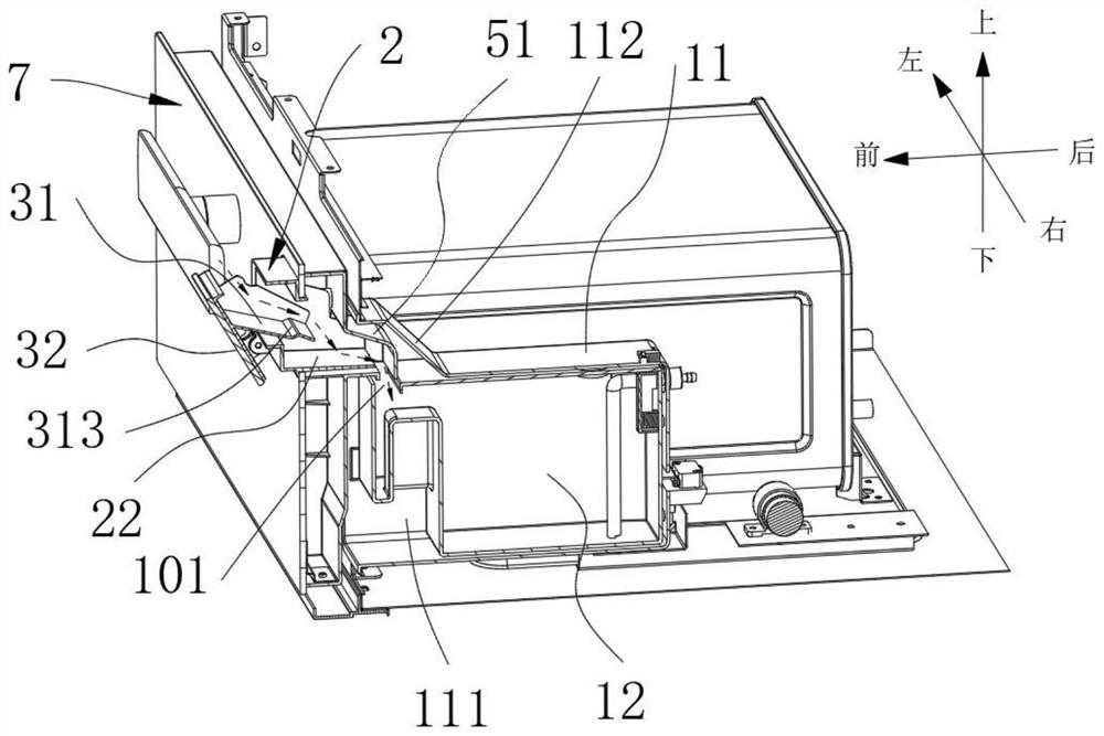 Water injection structure and cooking equipment thereof