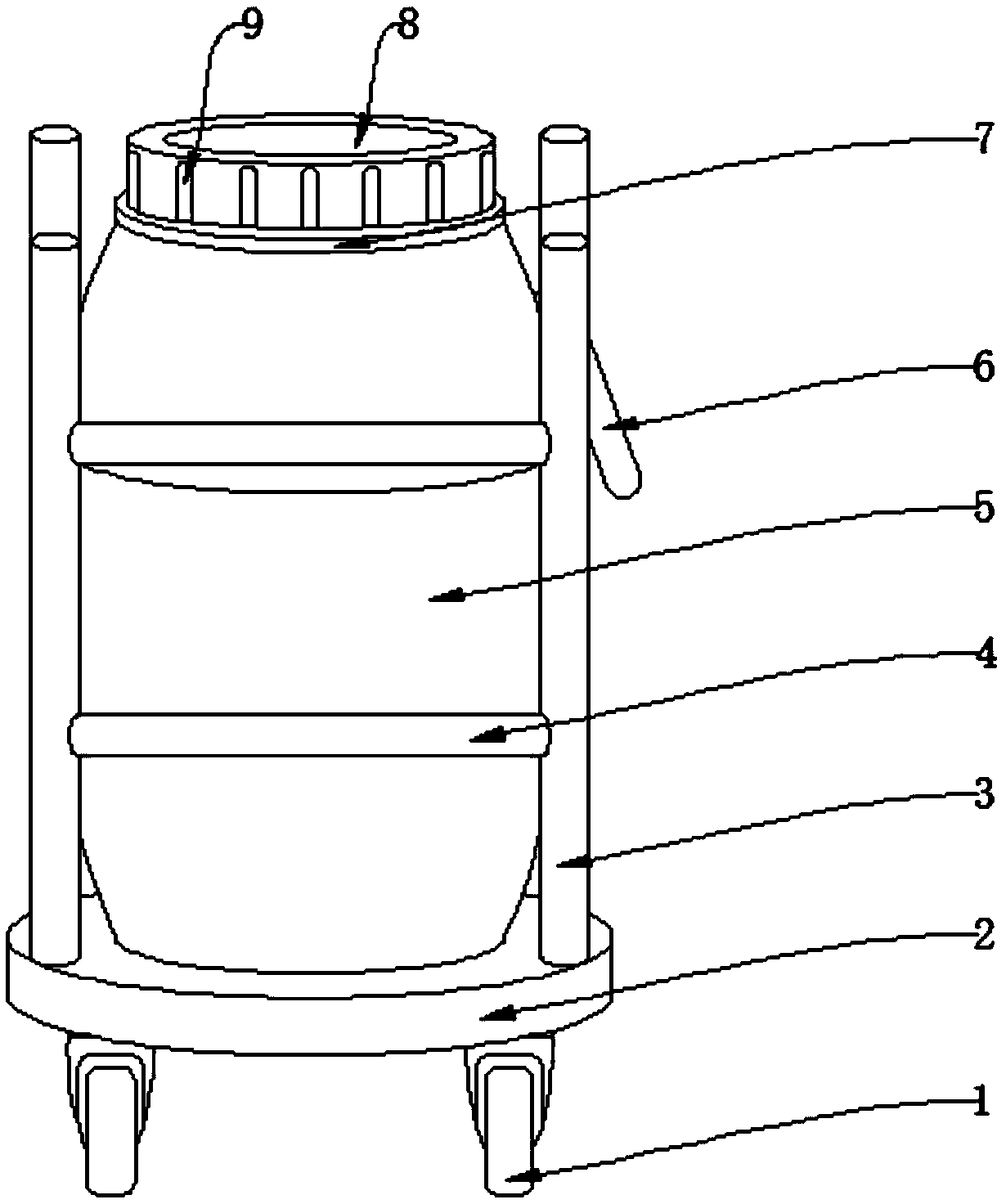 Reinforced and corrosion-resistant raw material barrel for aluminium dihydrogen phosphate coating liquid