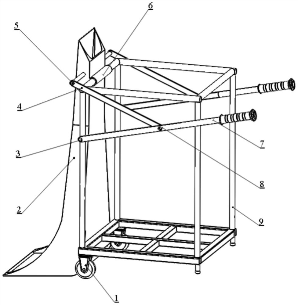 Connecting rod type grain shoveling and bagging machine