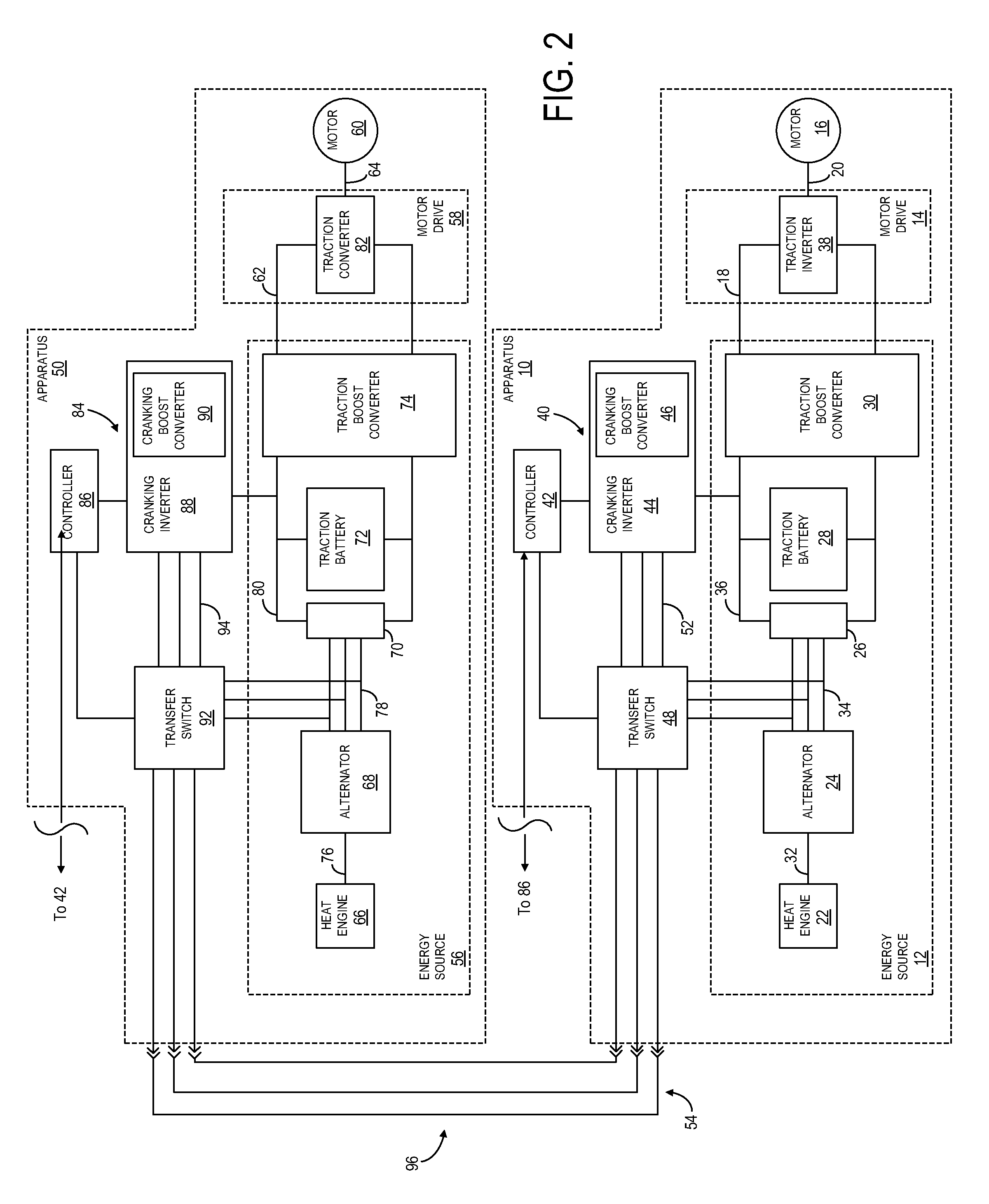Method and apparatus for producing tractive effort with interface to other apparatus