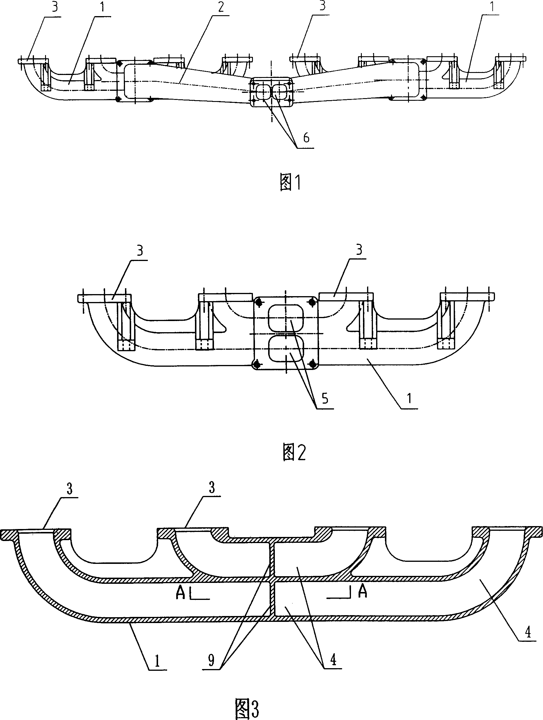Multi-pulse conversion exhausting device of 8-cylinder straight-row diesel engine