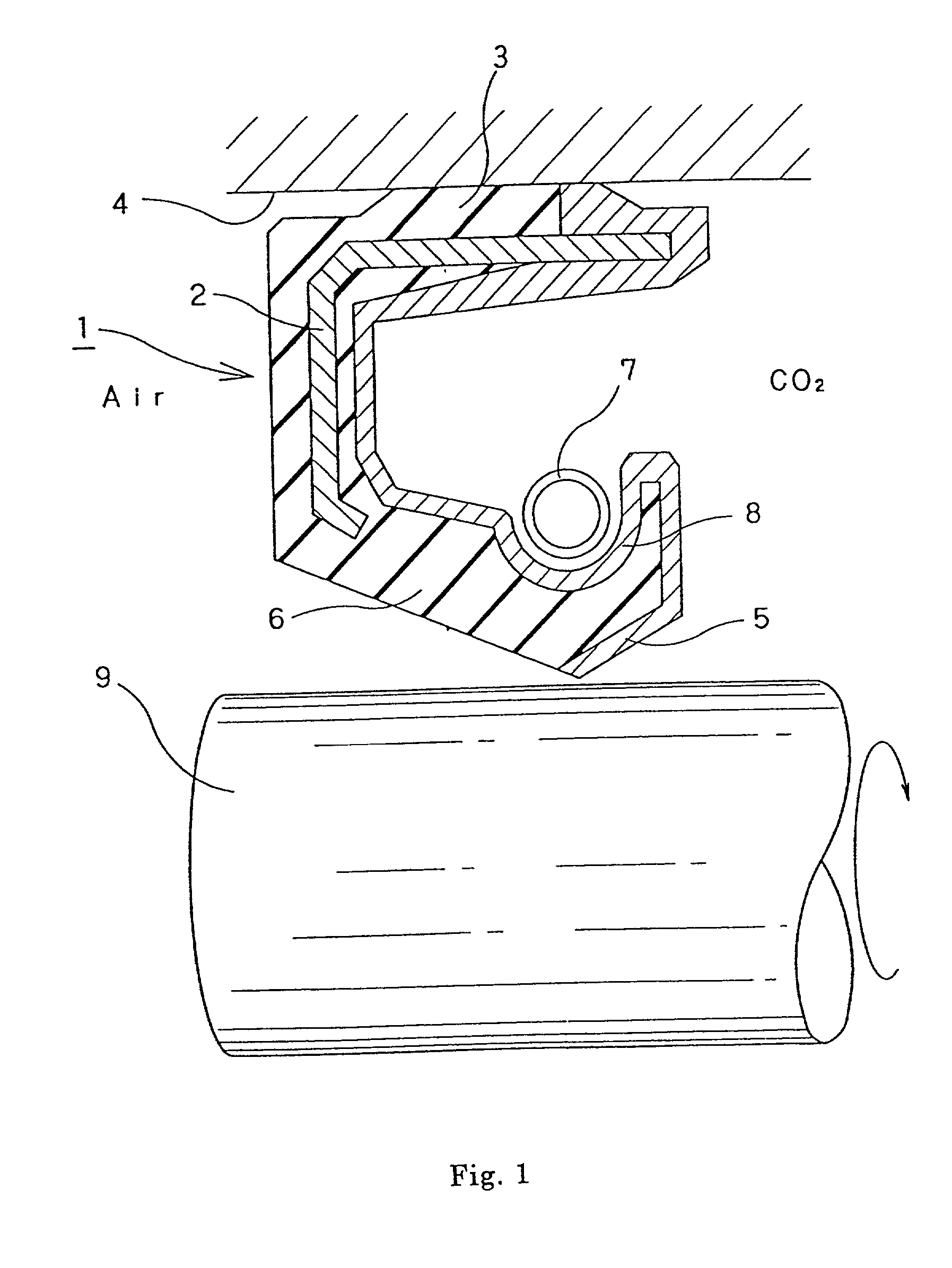 Method of preparing a molded sealing composition for sealing against permeation of carbon dioxide gas