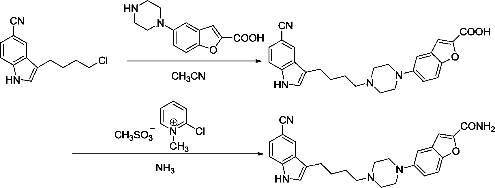 Method for preparing vilazodone and intermediate thereof