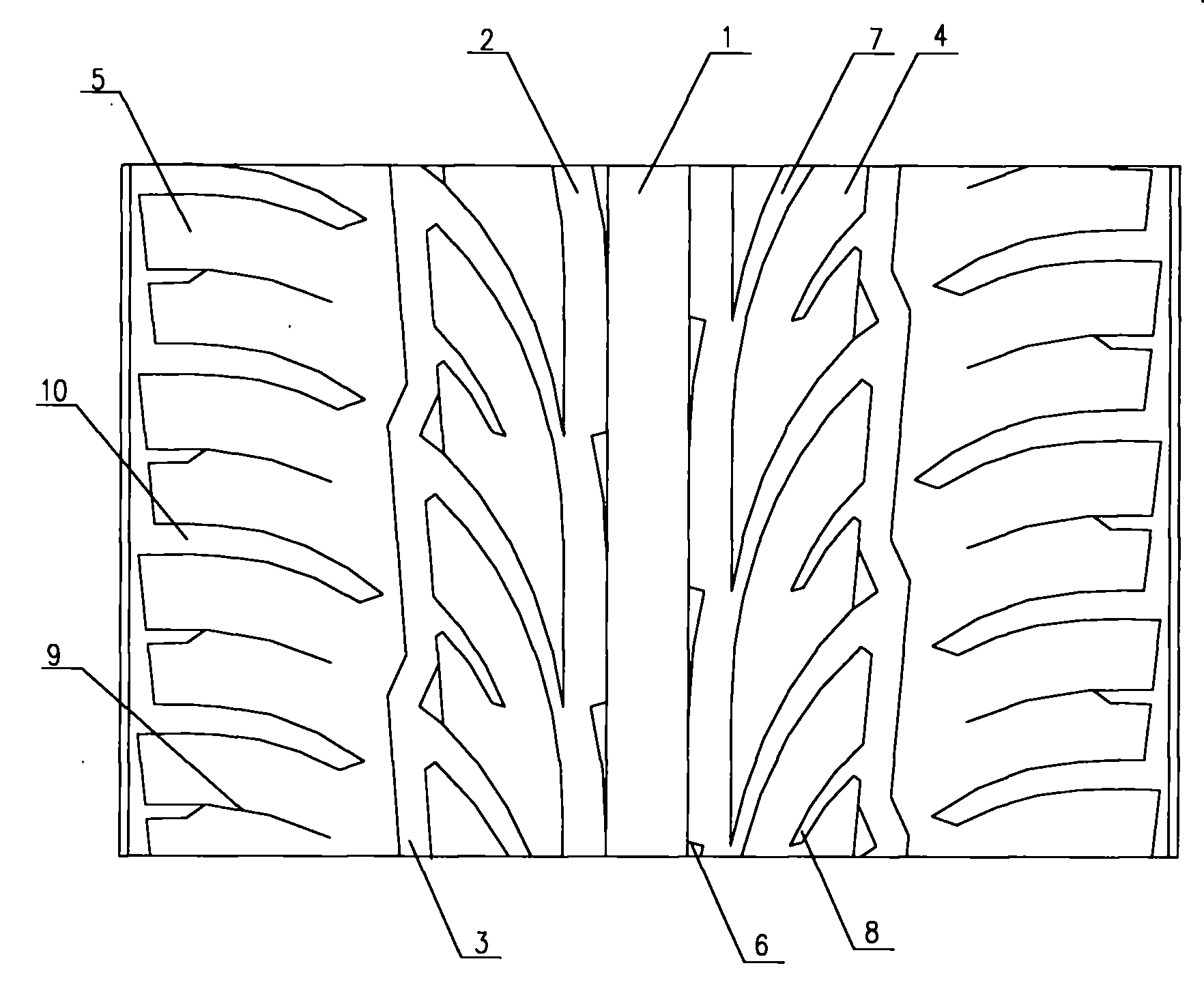 Tread of meridian tire for car