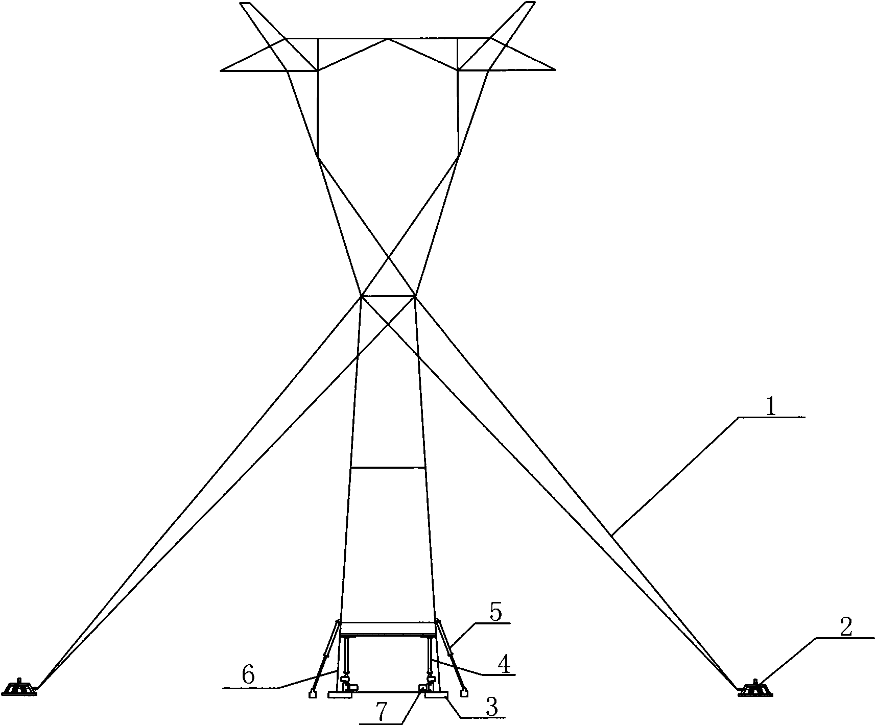 Device arranged on original foundation of high voltage transmission tower and capable of hoisting height of tower and preventing mining-induced deformation
