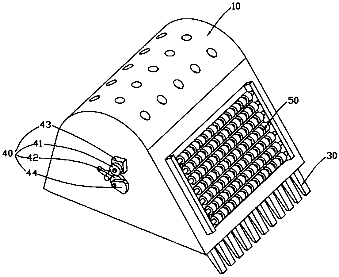 An excavator bucket against clay