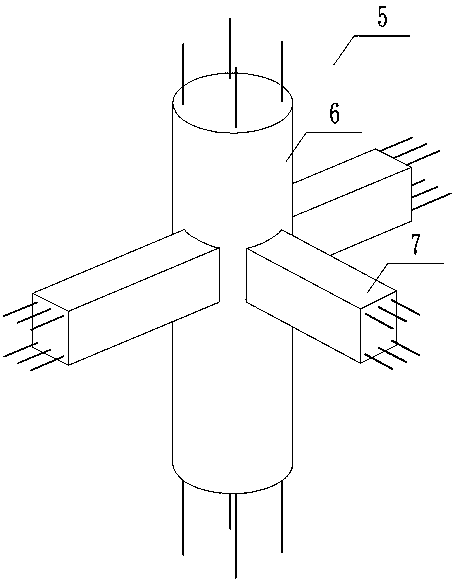 A plate-beam column shock (vibration) isolation connecting device