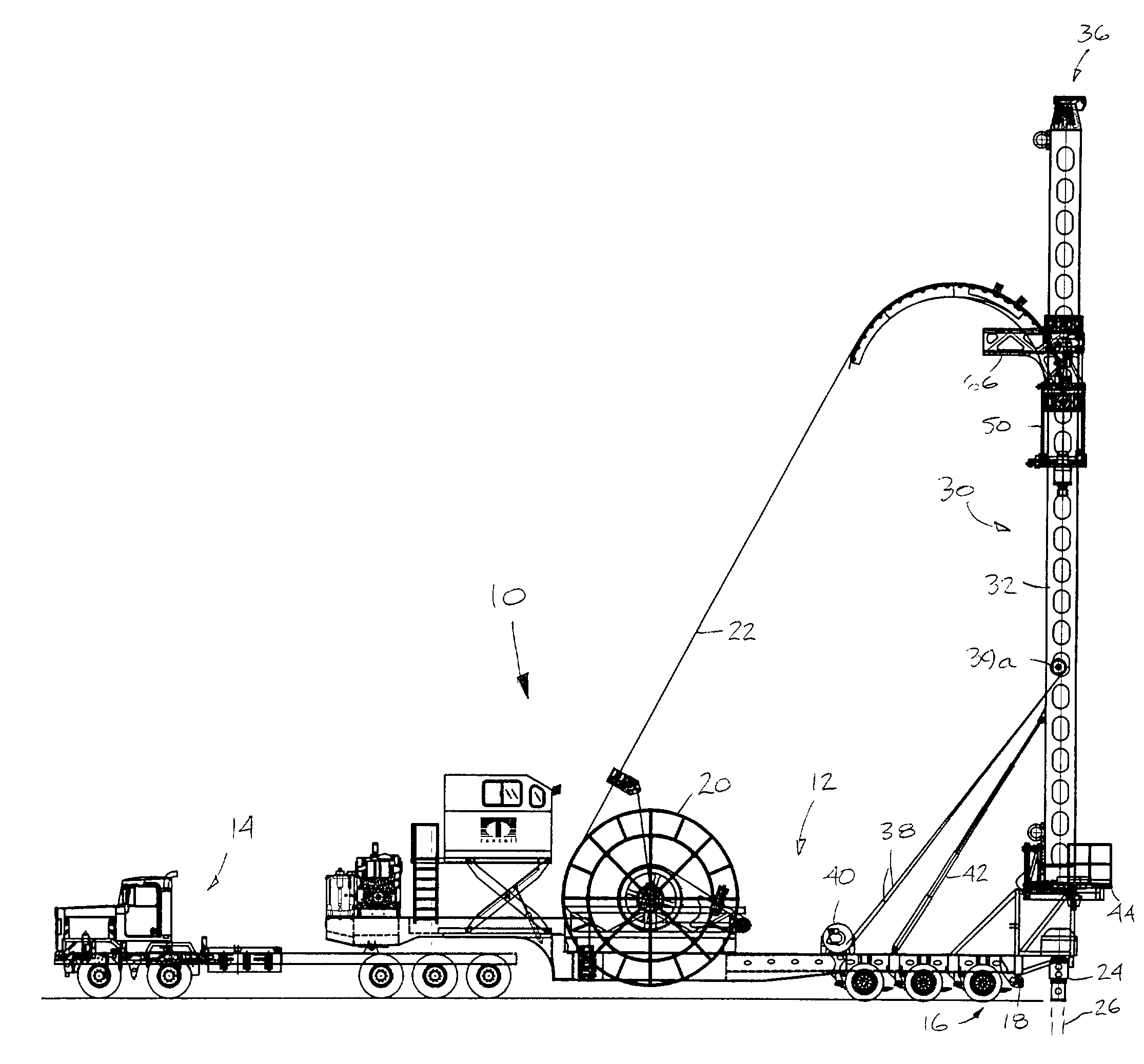 Mast and trolley arrangement for mobile multi-function rig