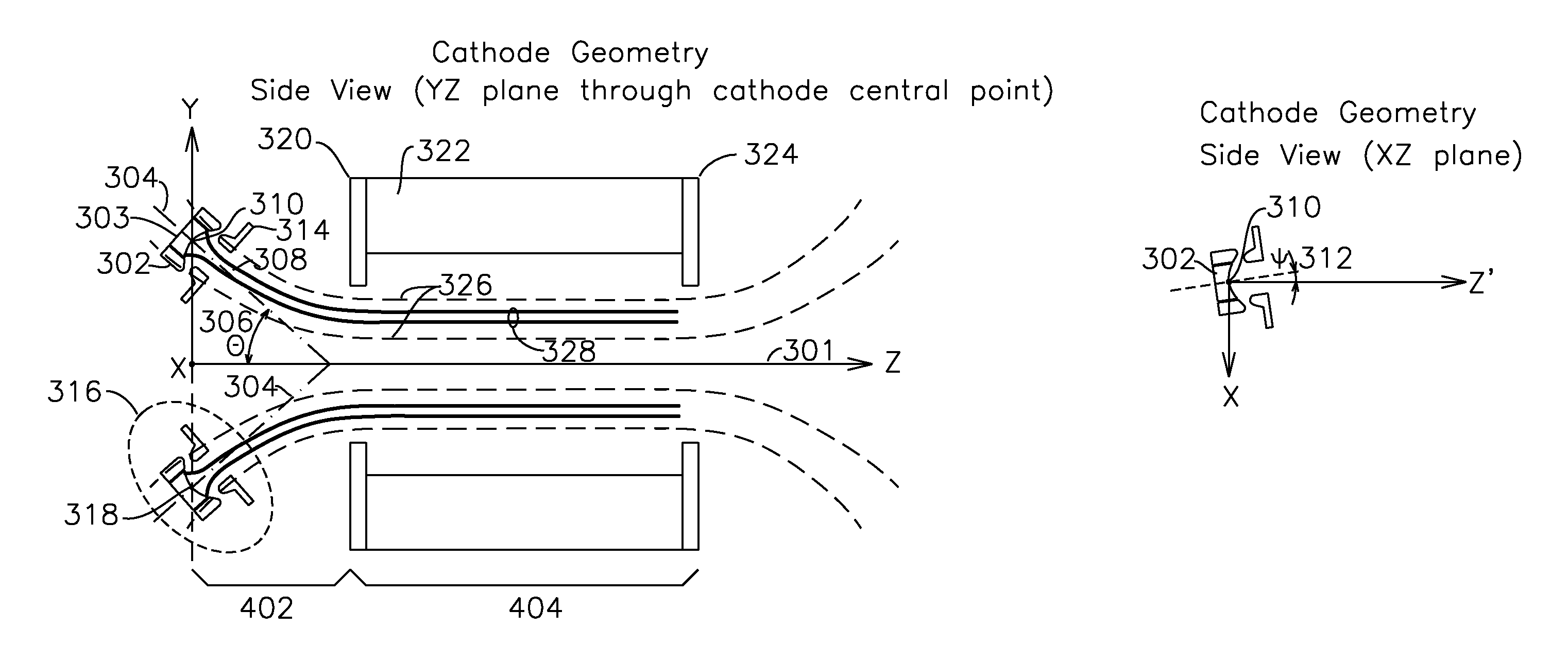 Electron gun for a multiple beam klystron with magnetic compression of the electron beams