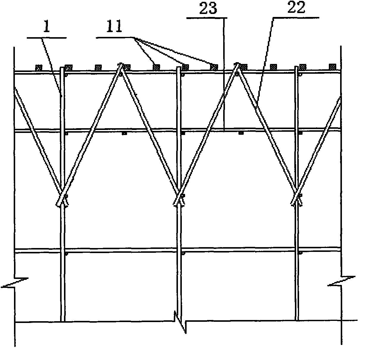 Improved supporting system construction method suitable for large overhung outer floating plate roof