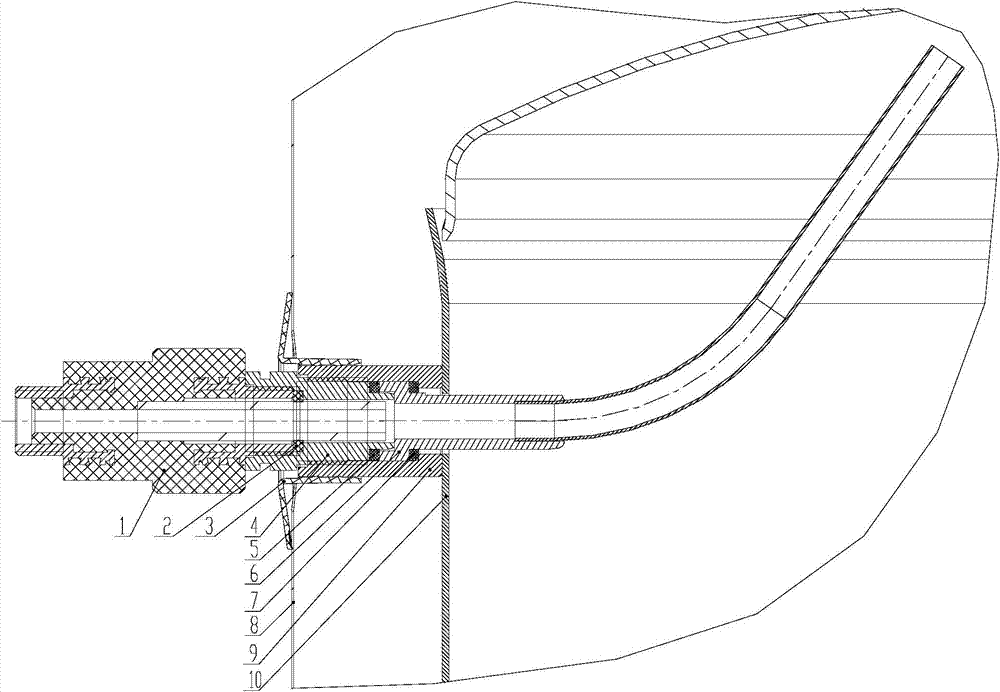 Water tank inlet and outlet pipes and water tank device