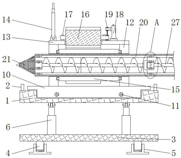 A hole-drilling device capable of depth adjustment for urban construction cable laying