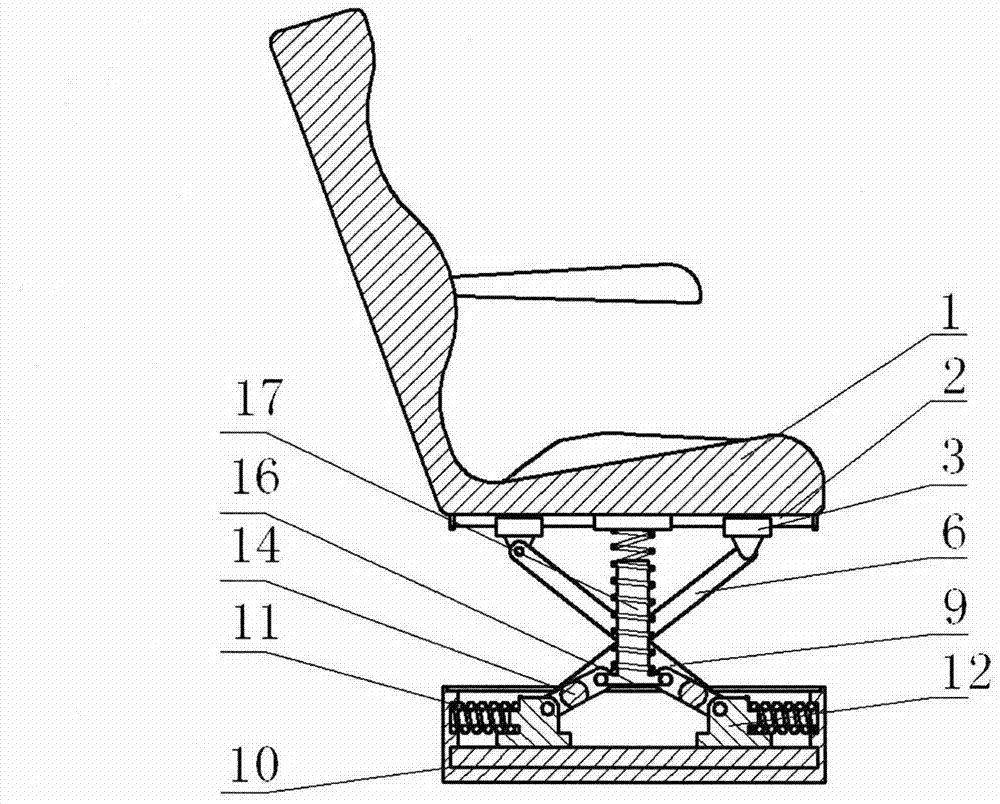 Two-freedom-degree vehicle shock-absorption seat mechanism