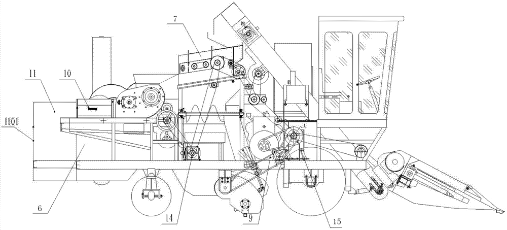 Self-propelled corn grain direct harvesting and straw baling combine harvester