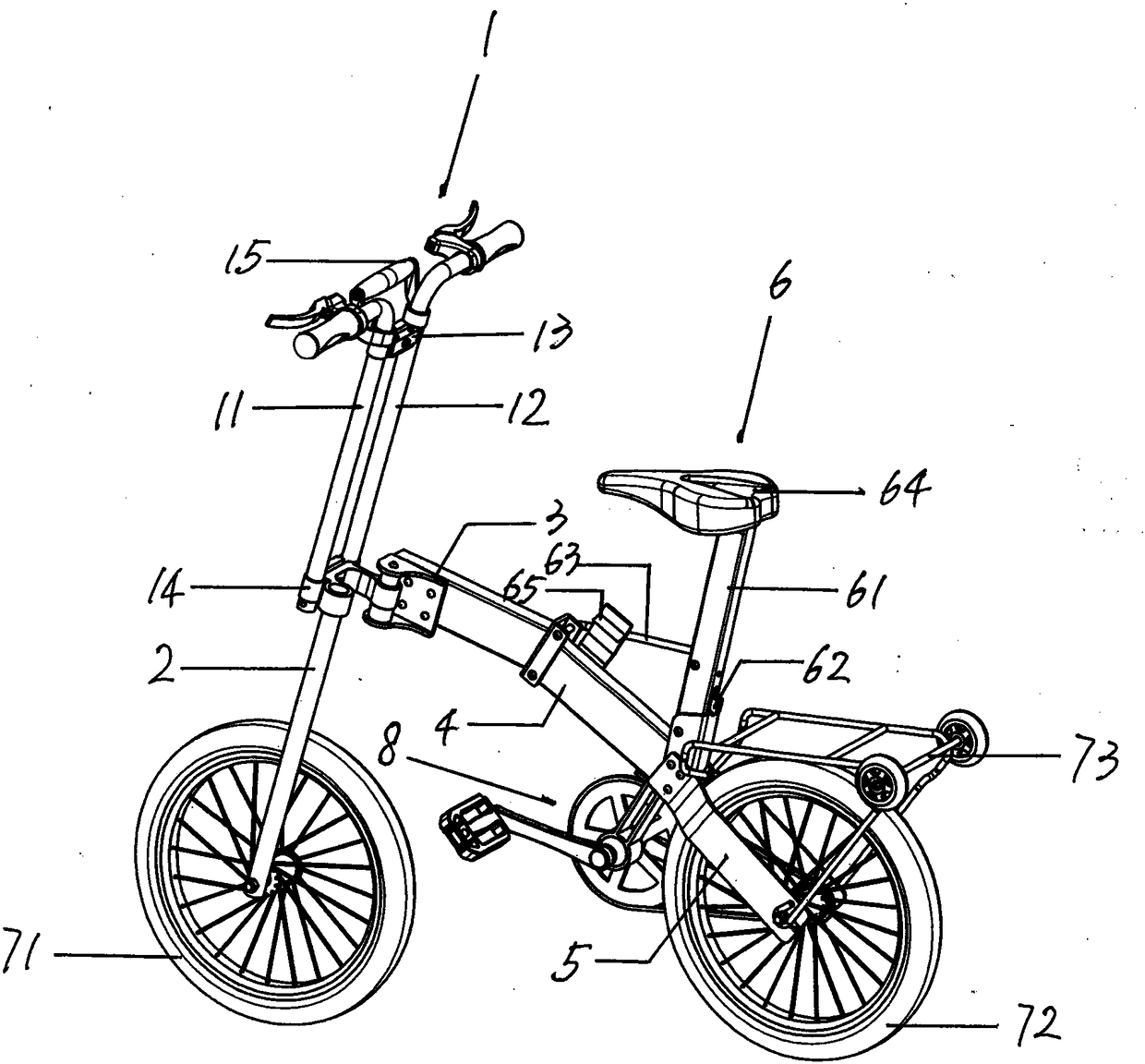 Telescopic handle type fast folding bicycle
