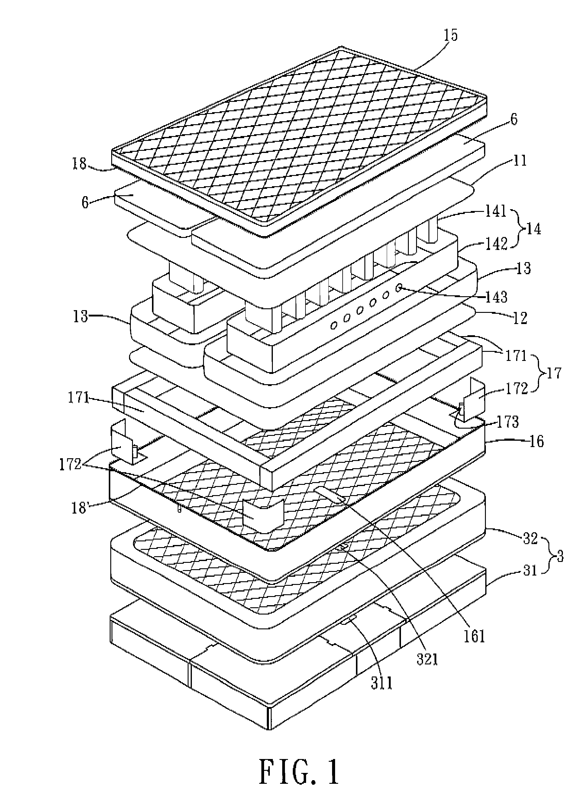 Inflatable bed having a built-in electric air pump unit for inflating a mattress assembly