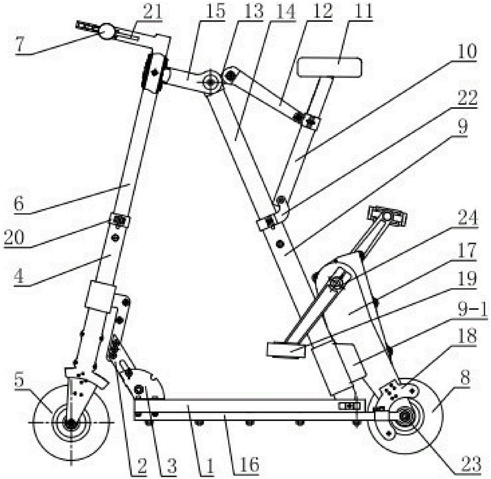 Folding sliding plate bicycle