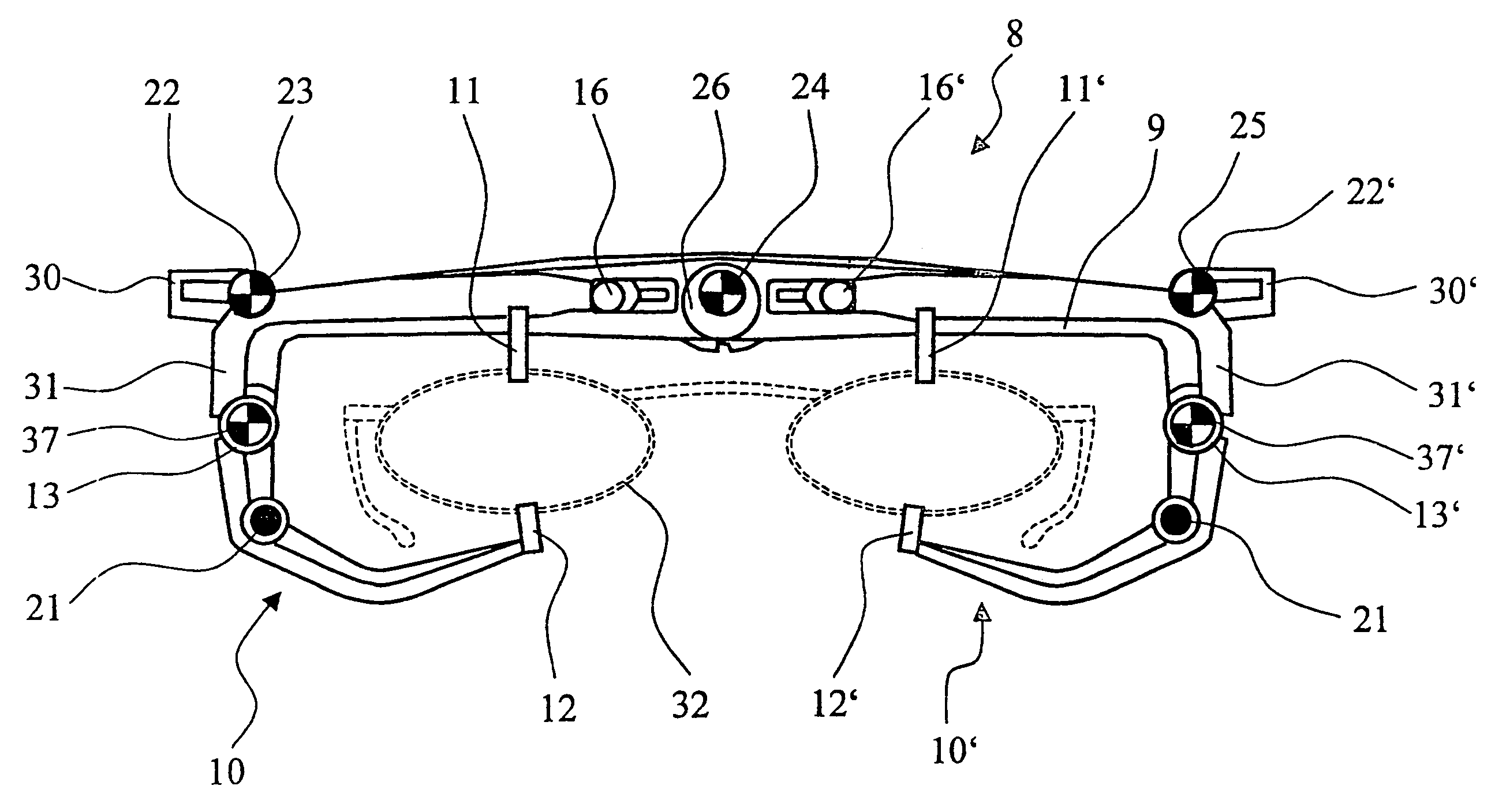 Measuring brace and arrangement and method for determining the forward angle of inclination of a spectacle frame