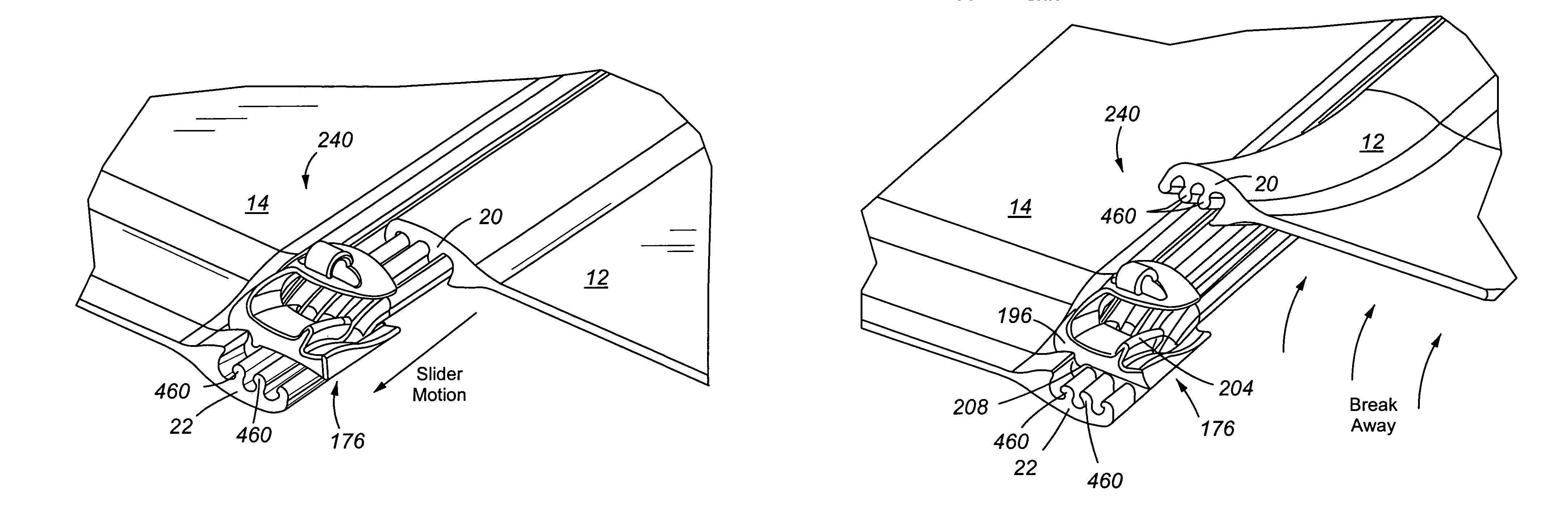Device for creating a seal between fabrics or other materials
