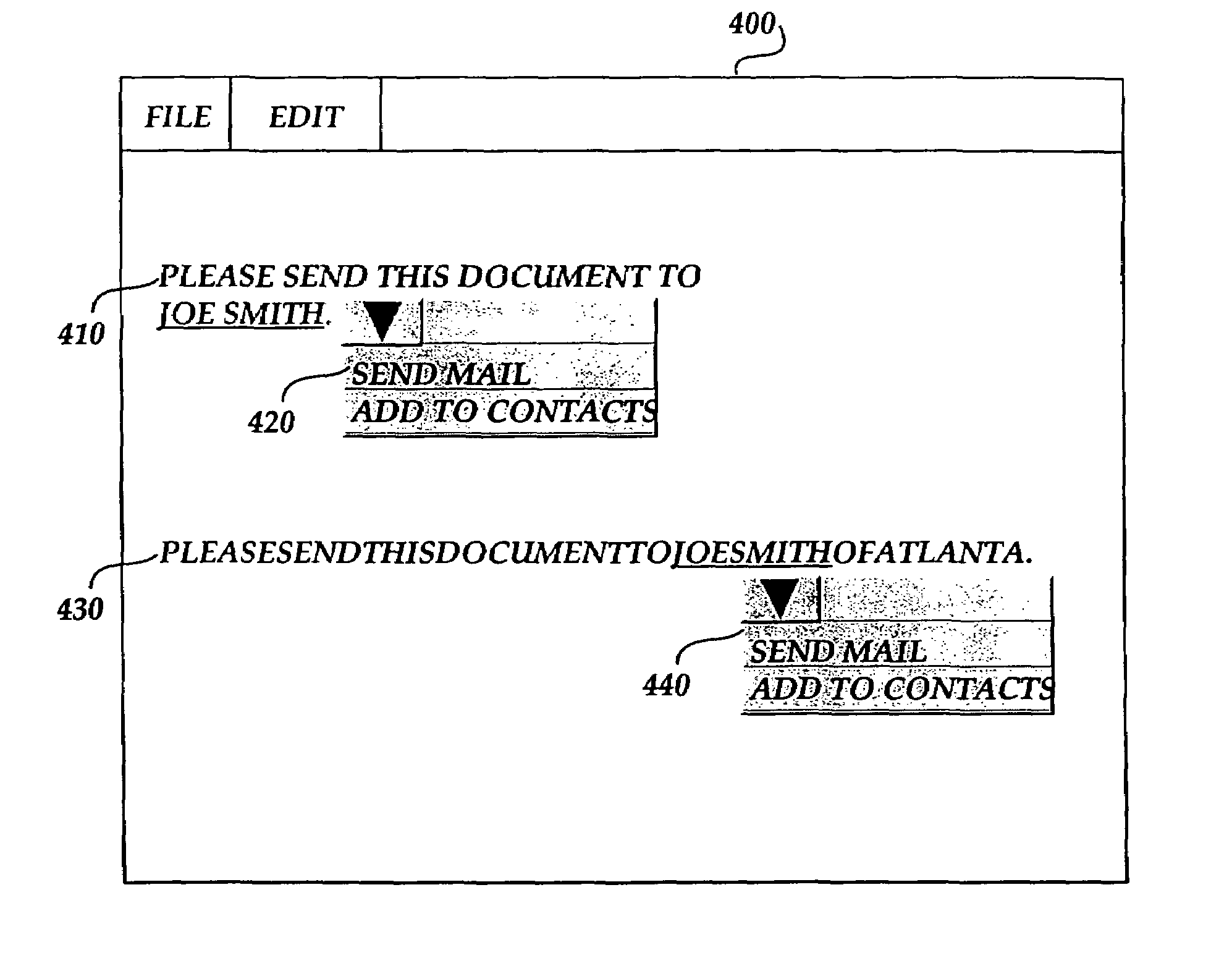 Methods and system for recognizing names in a computer-generated document and for providing helpful actions associated with recognized names