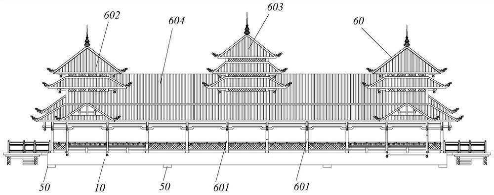 A glued timber covered bridge