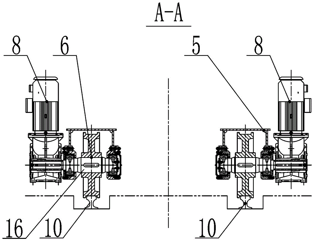A kind of running mechanism of double-track trolley group of super-large gantry crane