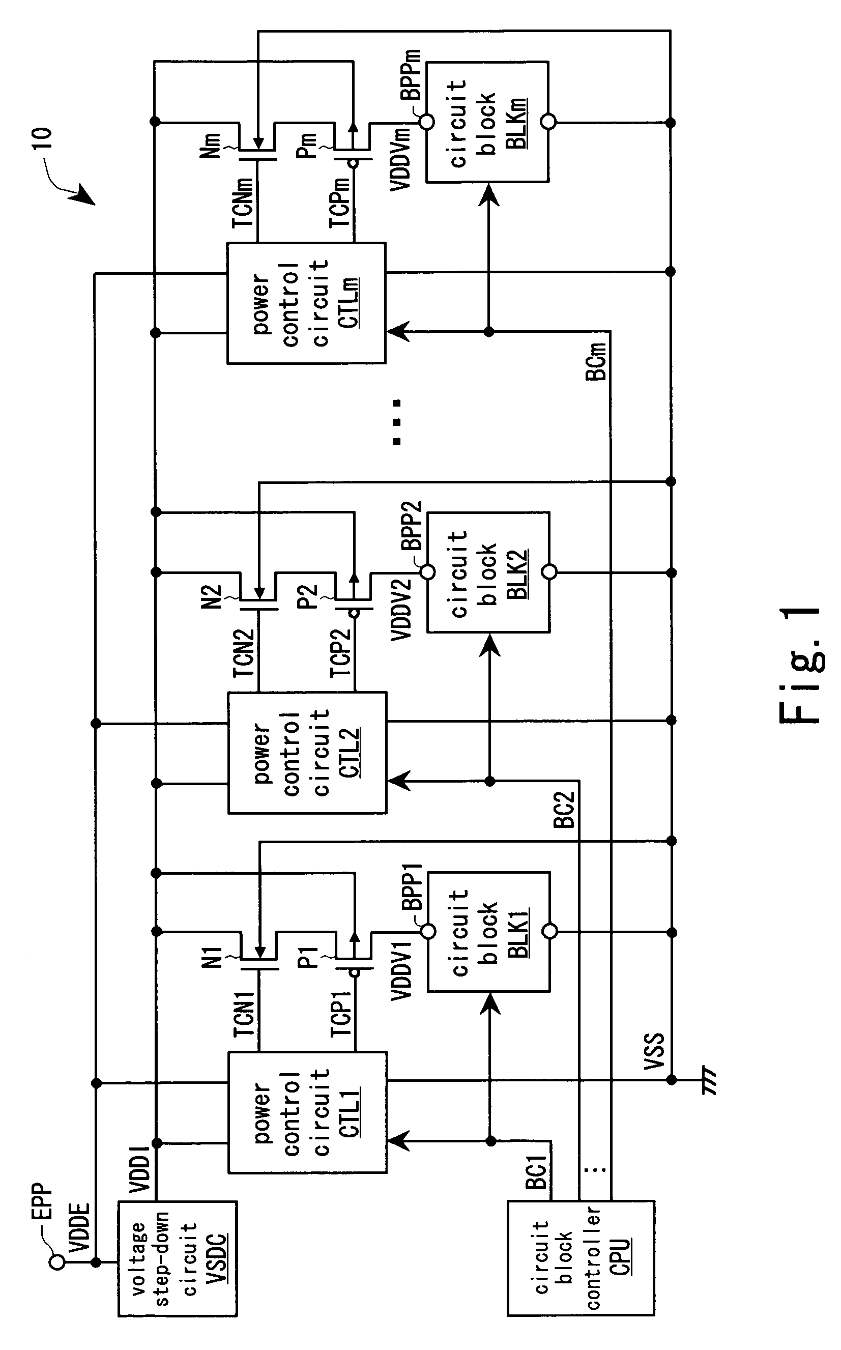Power control circuit with reduced power consumption