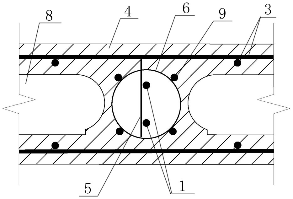Design and construction method of spiral stirrup ring connection node of longitudinal rib hollow wall panel