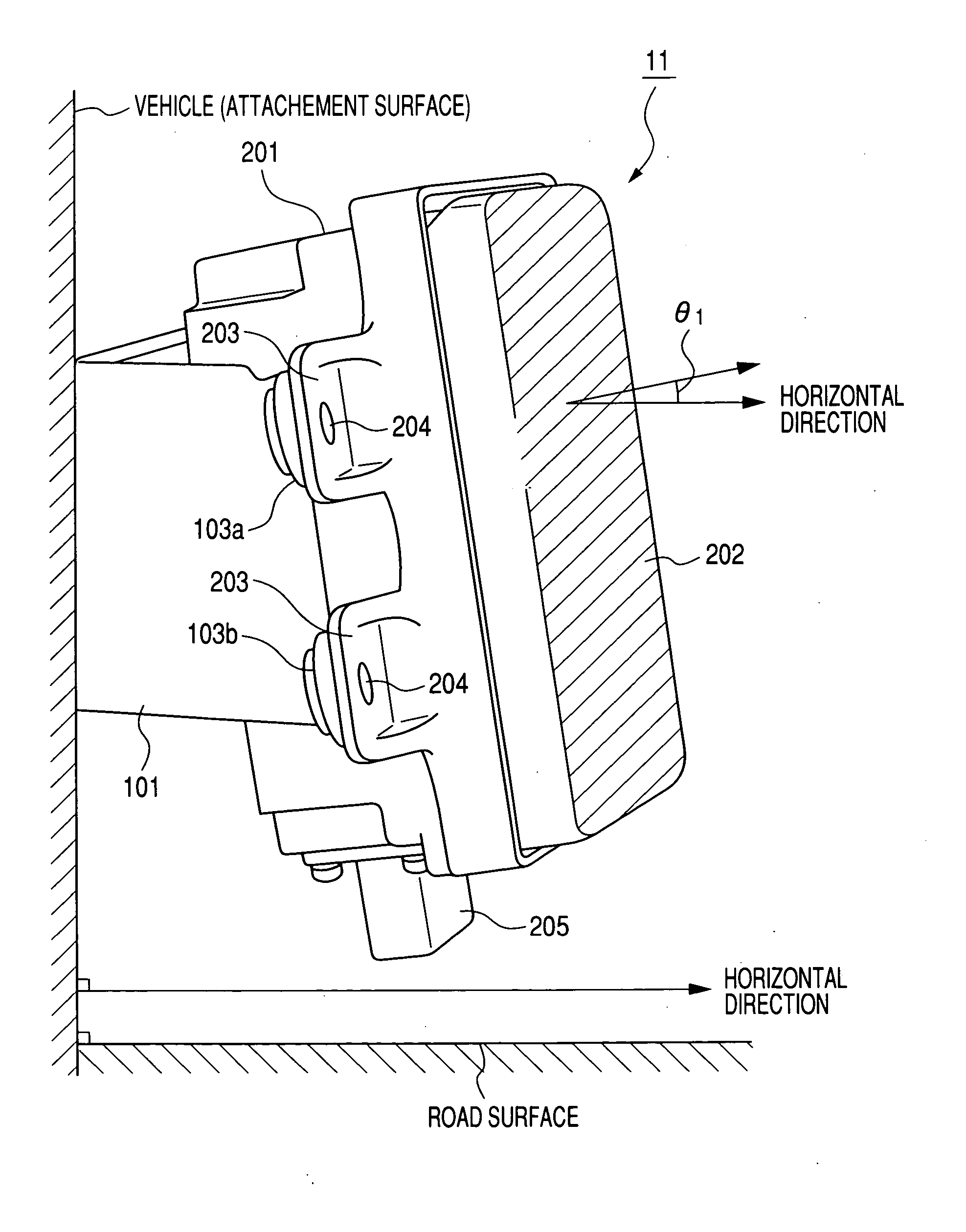 Method for attaching radar for vehicle, radar for vehicle, and monitoring method