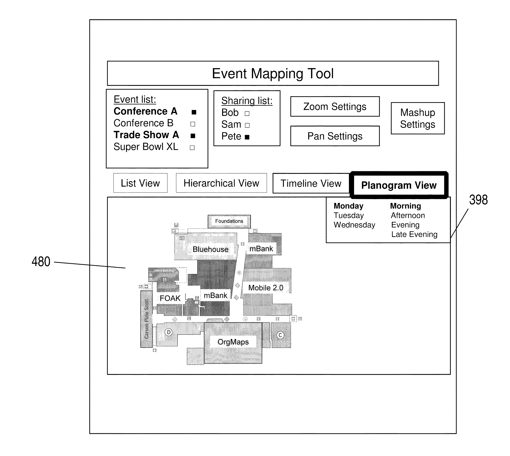 Tool and method for mapping and viewing an event