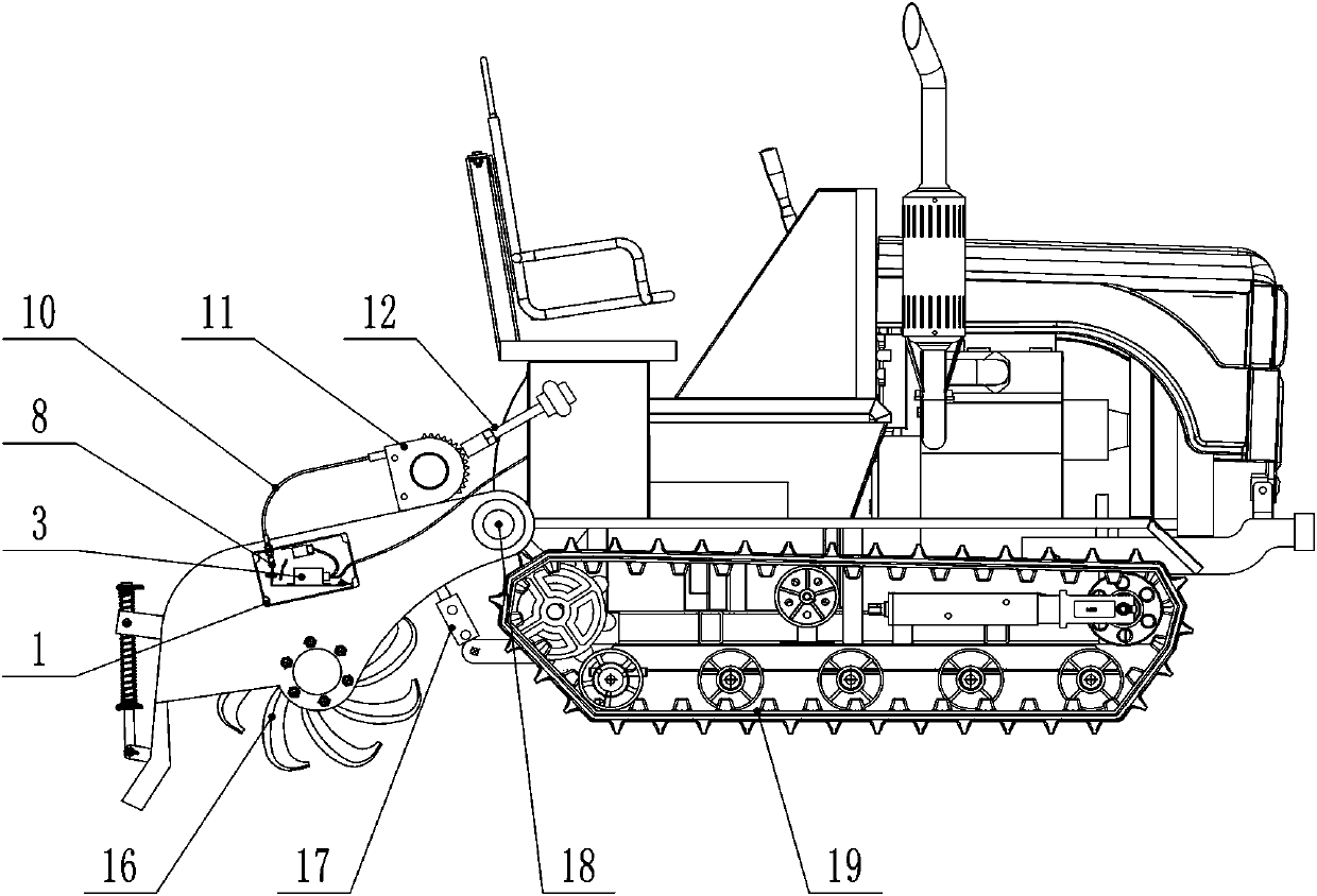 Tilling depth regulation and tilling depth stabilizing device for agricultural machinery