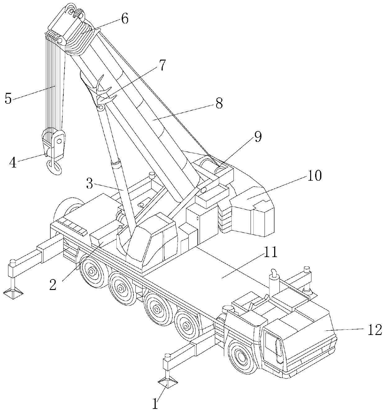 Self-propelled crane for building construction