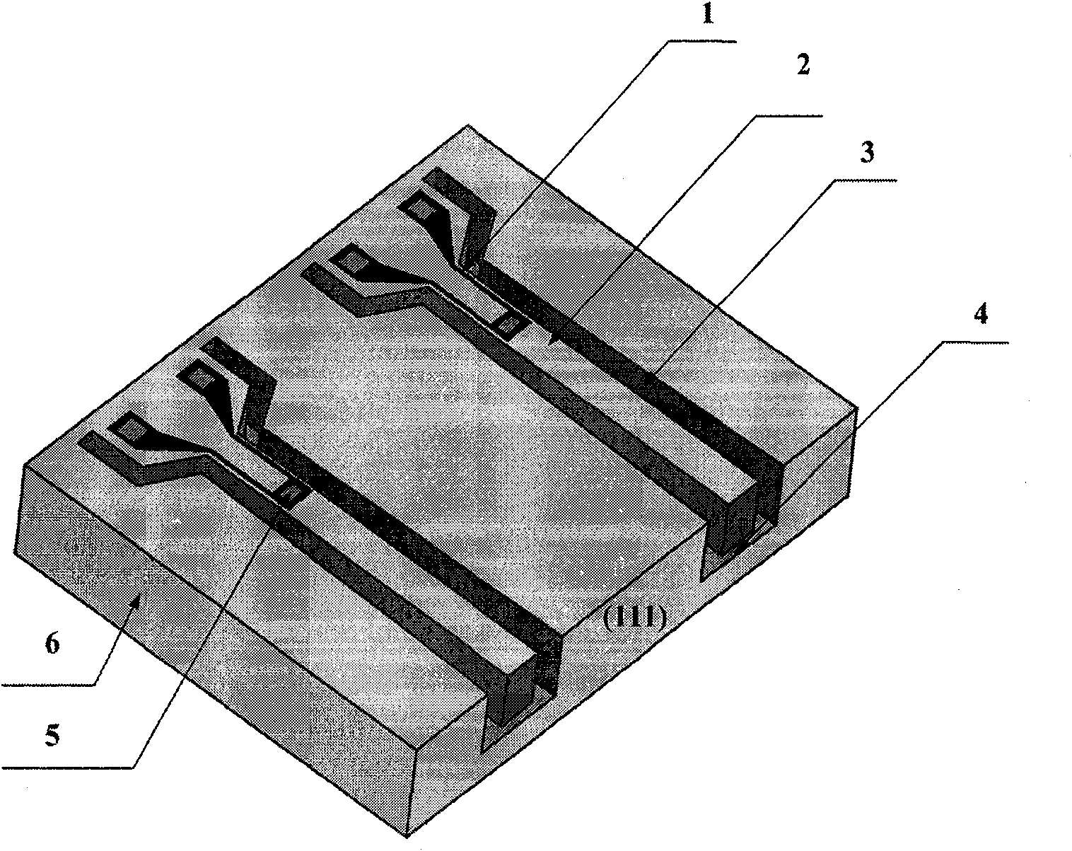 Cantilever beam acceleration transducer manufactured by micro-machining on single side of single silicon chip and method