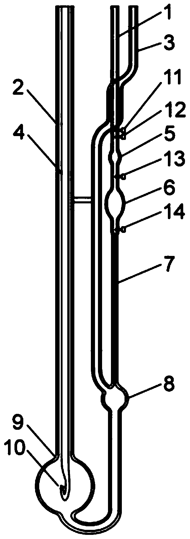 Kinematic viscosity measuring device and using method thereof