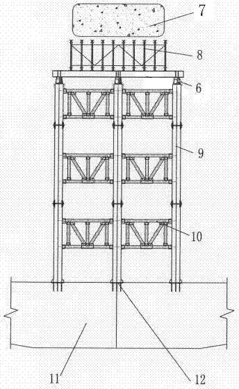 Construction method for prestressed reinforced concrete-made circular arch-shaped tower