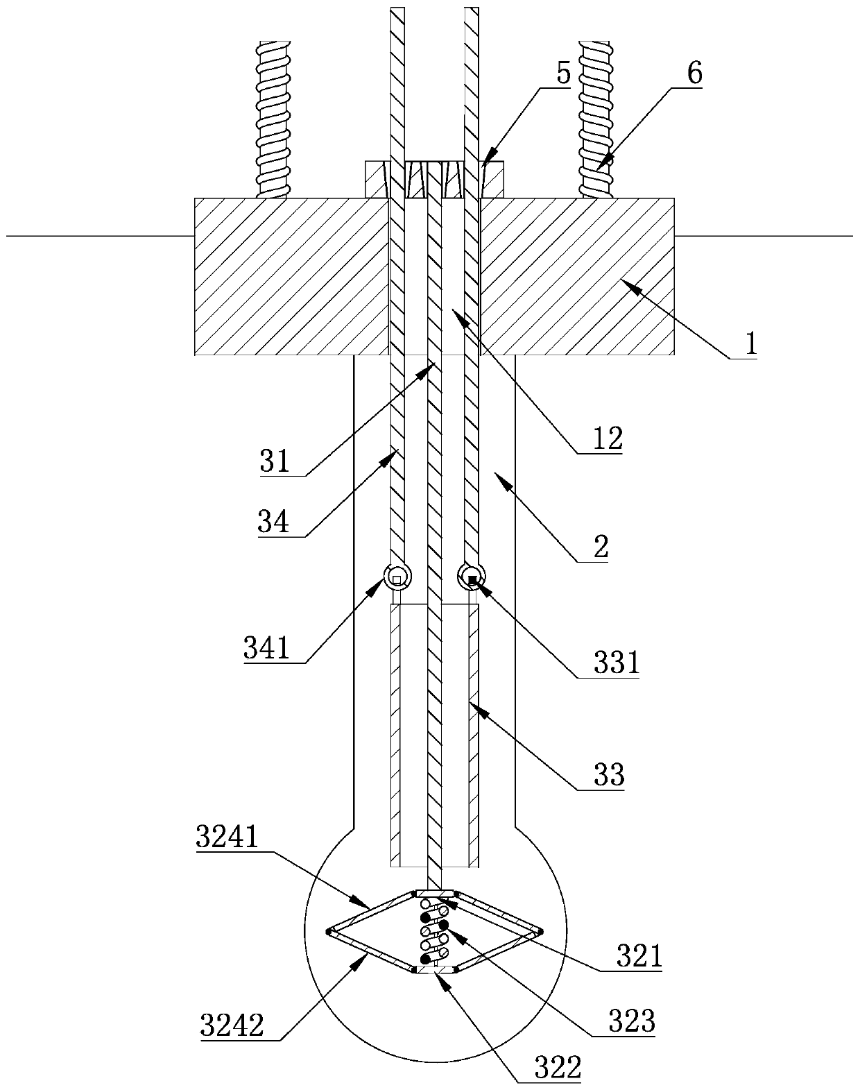 Single-anchor cable-slab foundation and construction method for transmission tower